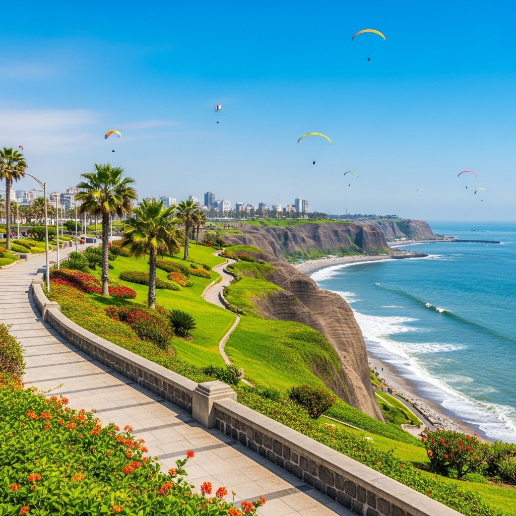 Vista del malecón de Miraflores en Lima